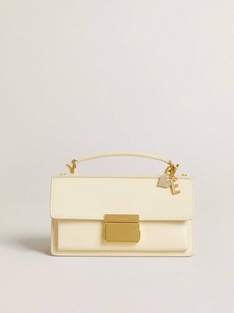 Golden Goose Letter E Charm In Gold-Colored Brass With Crystals Gold Bag Accessories Women