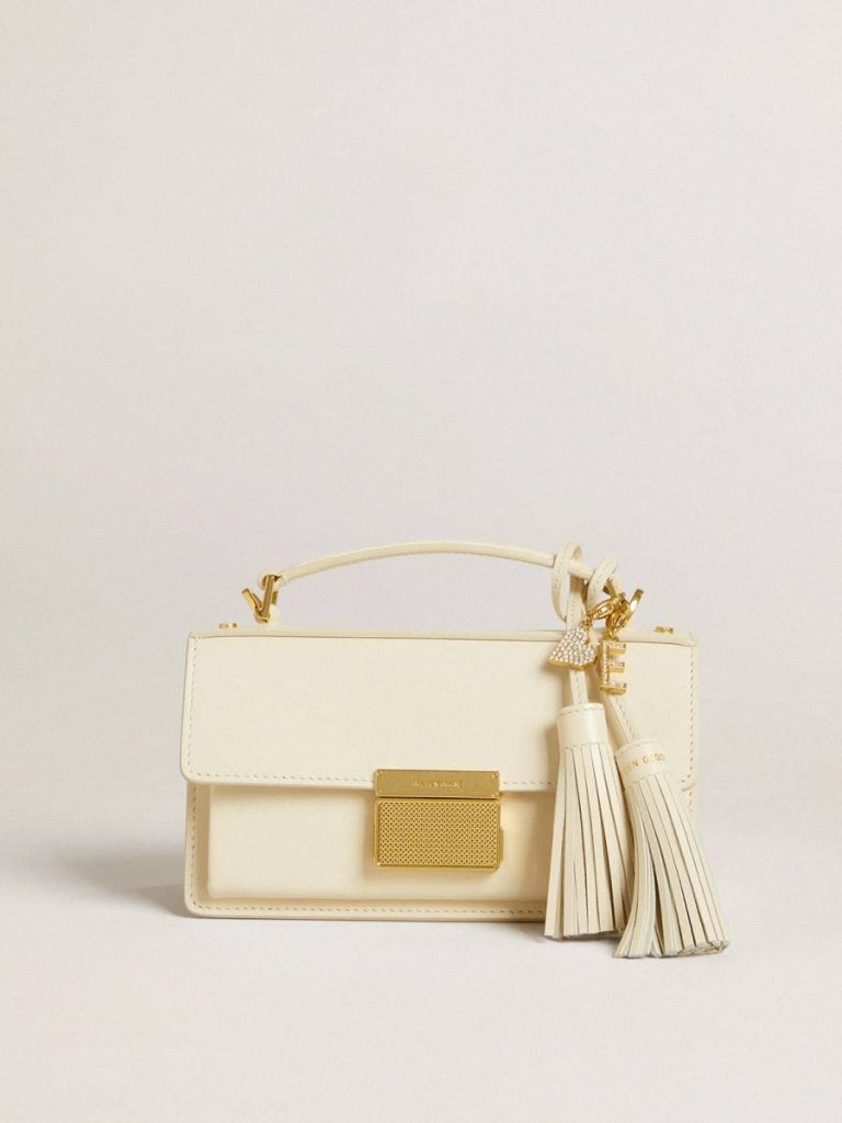 Golden Goose Letter E Charm In Gold-Colored Brass With Crystals Gold Bag Accessories Women