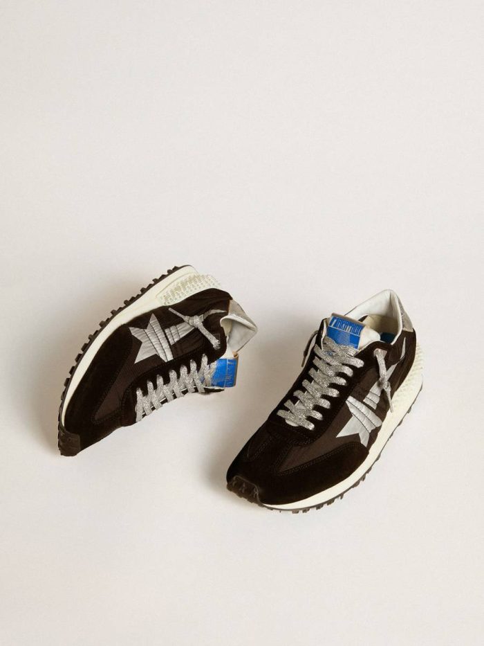 Golden Goose Marathon Men Men’s Marathon With Black Ripstop Nylon Upper And Silver Star