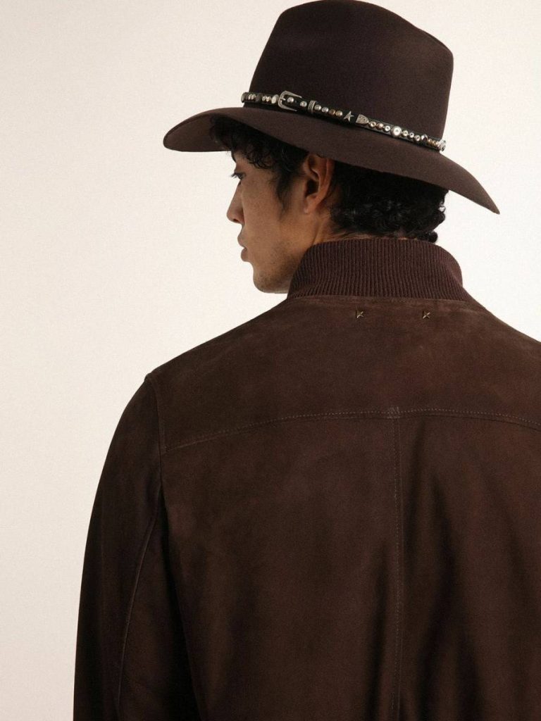 Golden Goose Men Golden Collection Flight Jacket In Dark Brown Suede Dark Brown Coats & Jackets