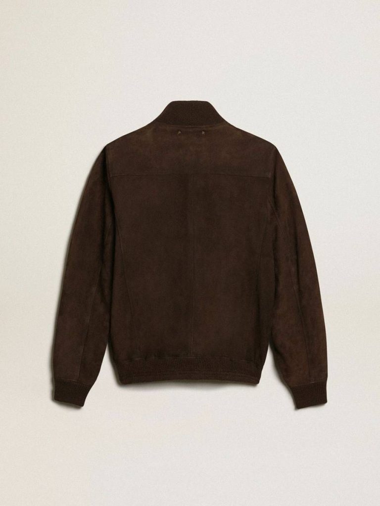 Golden Goose Men Golden Collection Flight Jacket In Dark Brown Suede Dark Brown Coats & Jackets