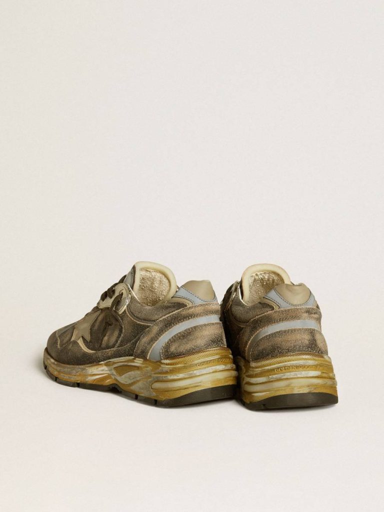 Golden Goose Men Men’s Dad-Star In Suede And Nylon With Khaki Leather Star And Heel Tab Dad-Star