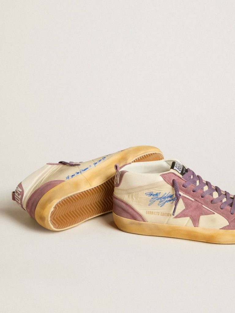 Golden Goose Men Mid Star Men’s Mid Star Lab In Nylon And Nappa With Mauve Suede Star