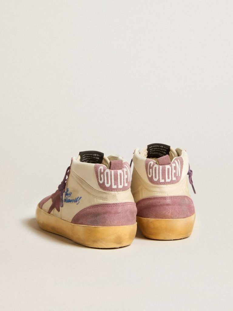 Golden Goose Men Mid Star Men’s Mid Star Lab In Nylon And Nappa With Mauve Suede Star