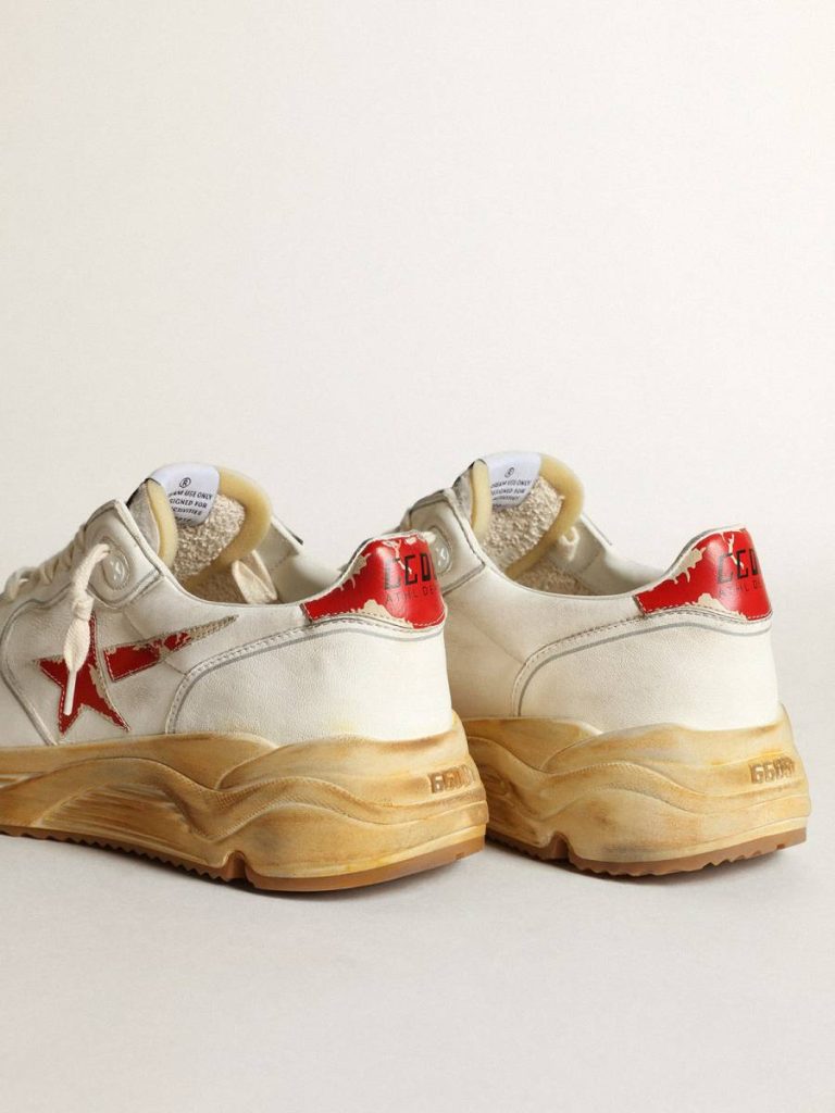 Golden Goose Men Running Sole Men's Running Sole With Leather Star And Heel Tab With Red Print