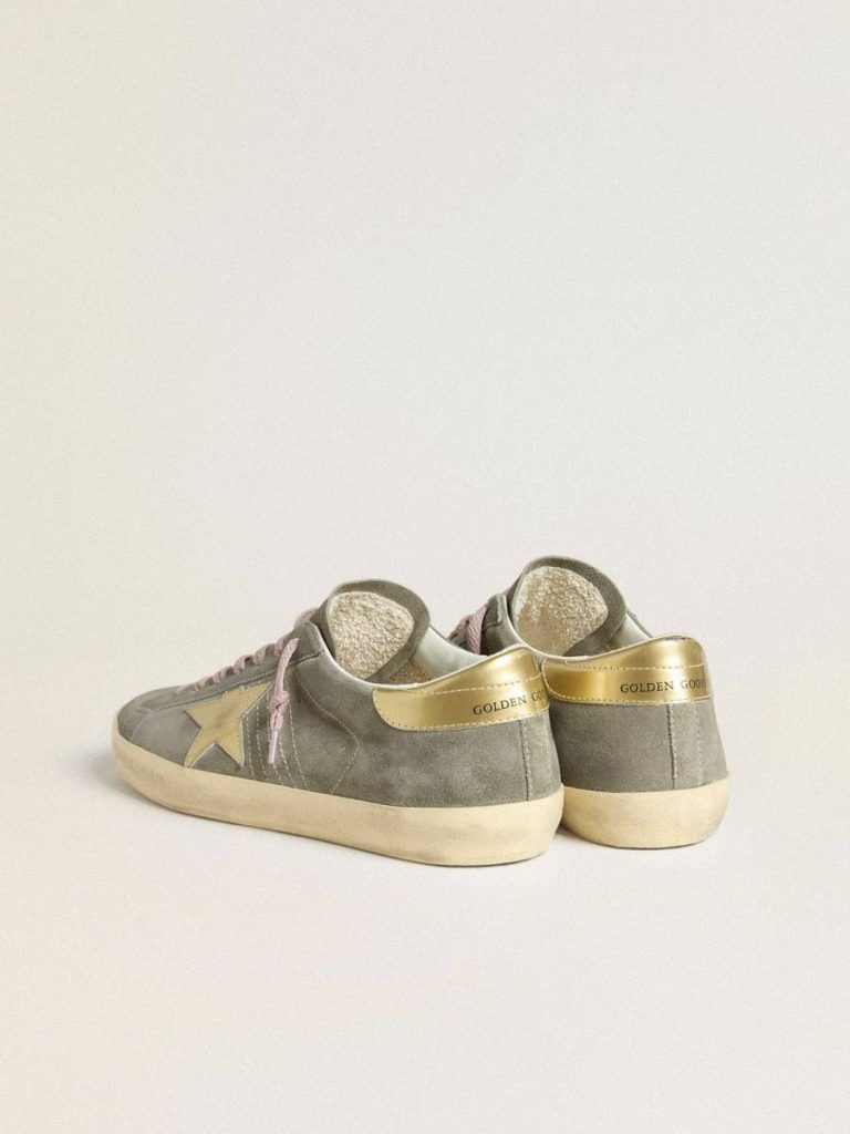 Golden Goose Men Super-Star Super-Star In Gray Suede With Gold Metallic Leather Star And Heel Tab