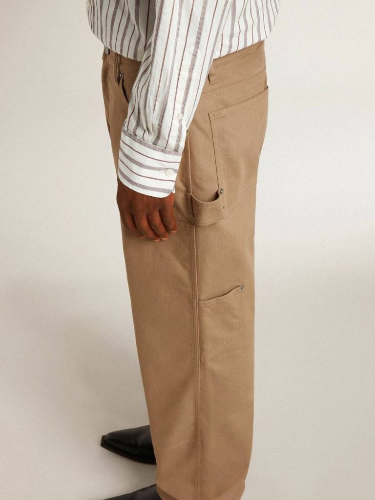 Golden Goose Men's Beige Pants With Patches Jeans & Pants Men Beige