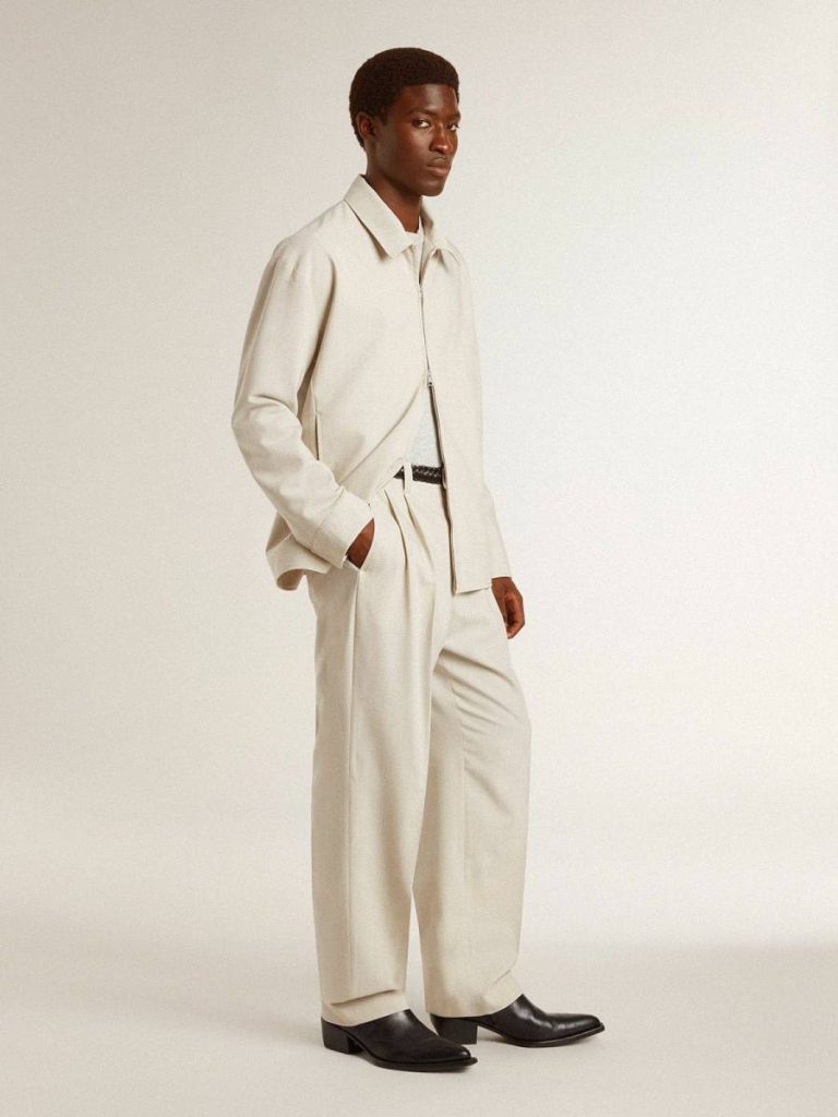 Golden Goose Men's Joggers In Khaki Wool Blend Khaki Jeans & Pants Men