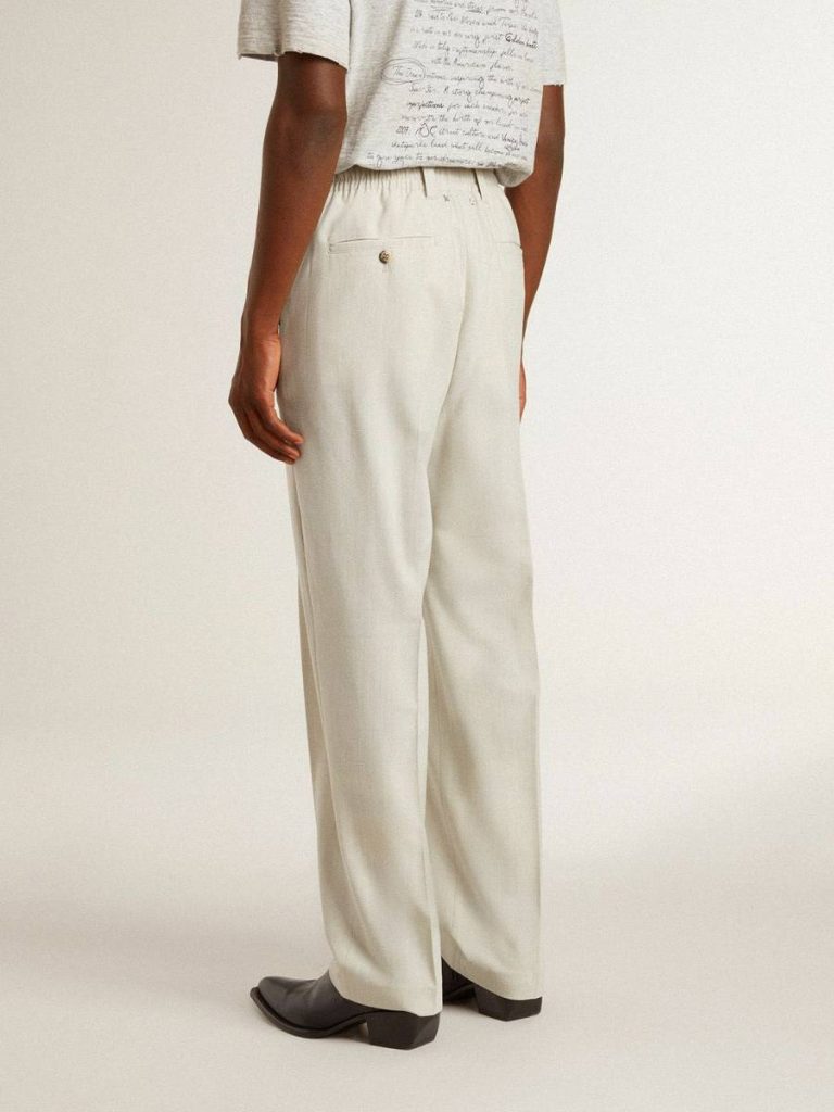 Golden Goose Men's Joggers In Khaki Wool Blend Khaki Jeans & Pants Men