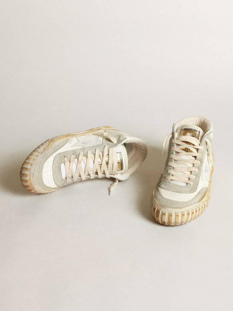 Golden Goose Men’s Mid Star With Ice-Gray Suede Inserts And White Star Men Mid Star