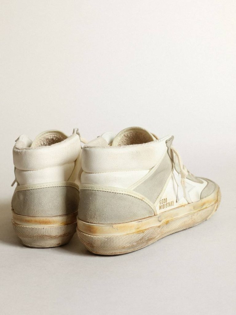 Golden Goose Men’s Mid Star With Ice-Gray Suede Inserts And White Star Men Mid Star