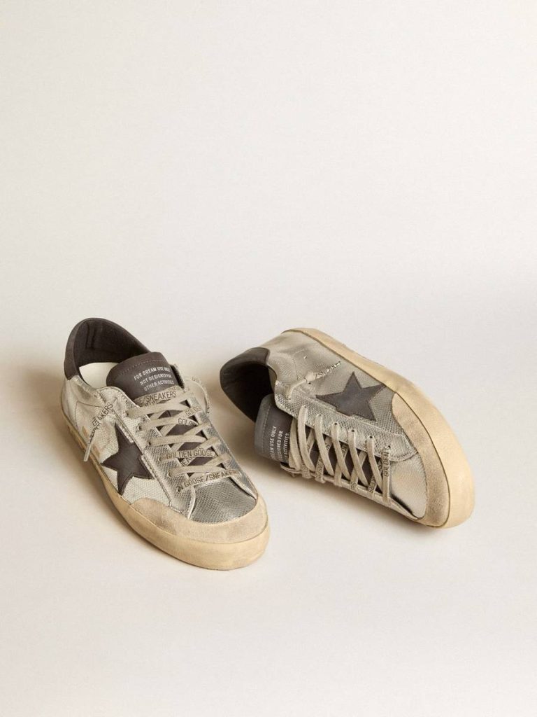 Golden Goose Men's Silver Super-Star Ltd With Black Nubuck Star And Heel Tab Super-Star Men