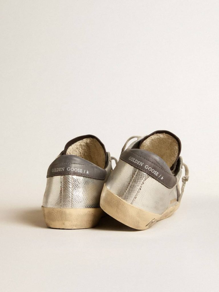 Golden Goose Men's Silver Super-Star Ltd With Black Nubuck Star And Heel Tab Super-Star Men