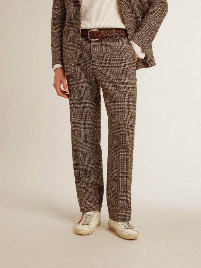 Golden Goose Men's Soft Houndstooth Pants Gray Men Jeans & Pants