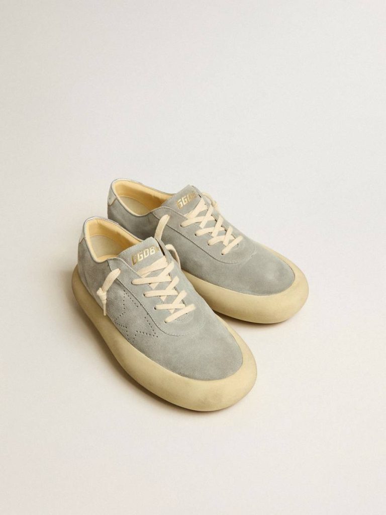 Golden Goose Men's Space-Star Shoes In Ice-Gray Suede With Perforated Star Space-Star Men
