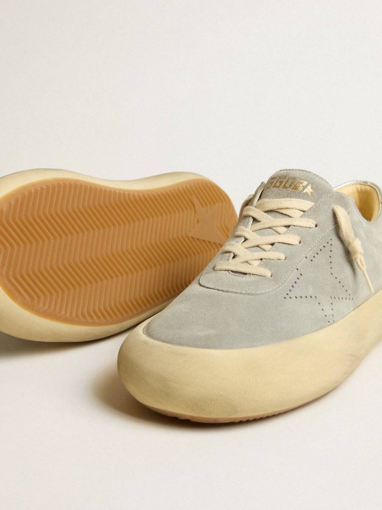 Golden Goose Men's Space-Star Shoes In Ice-Gray Suede With Perforated Star Space-Star Men