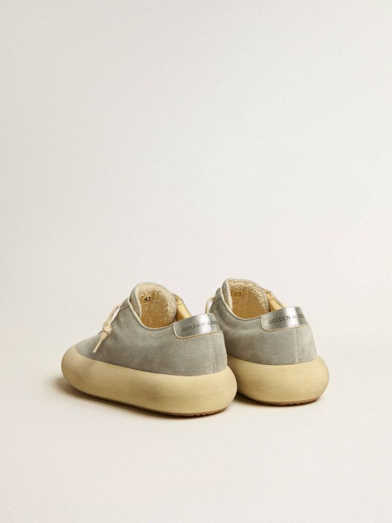 Golden Goose Men's Space-Star Shoes In Ice-Gray Suede With Perforated Star Space-Star Men