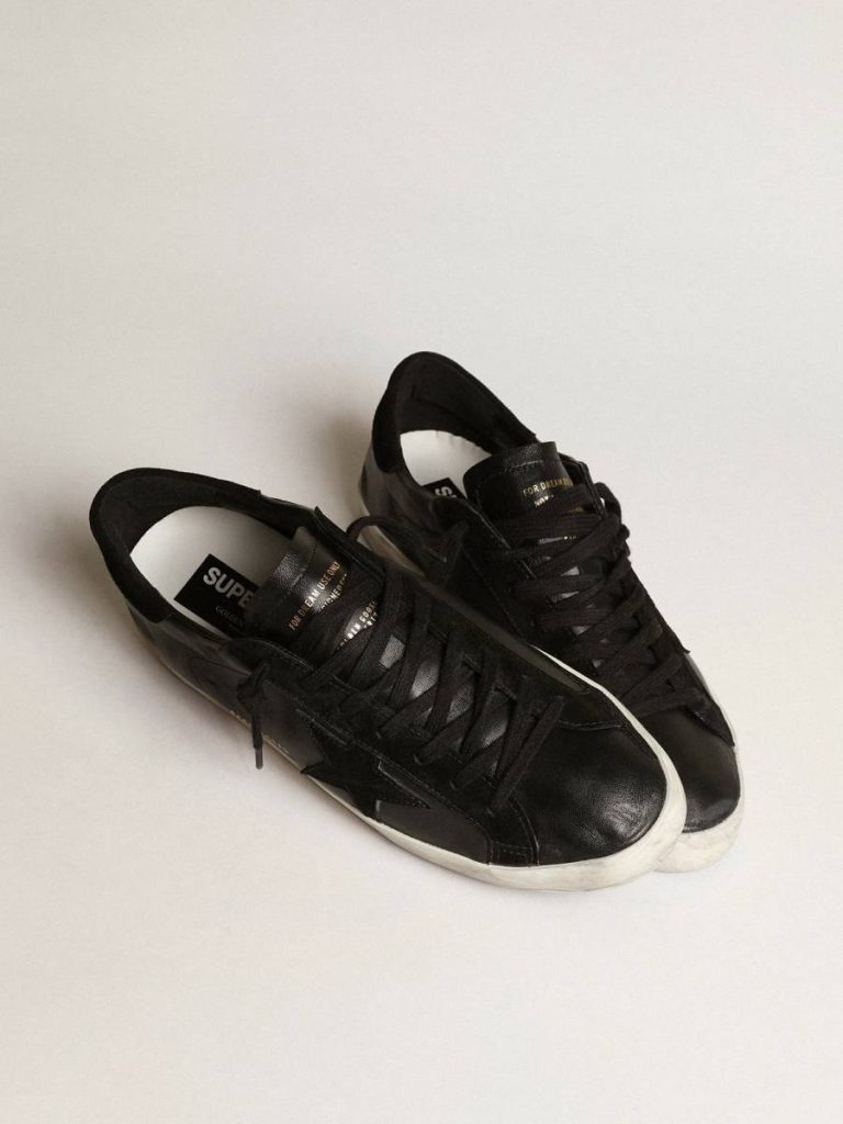 Golden Goose Men's Super-Star In Black Nappa With Black Suede Star And Heel Tab Men Super-Star