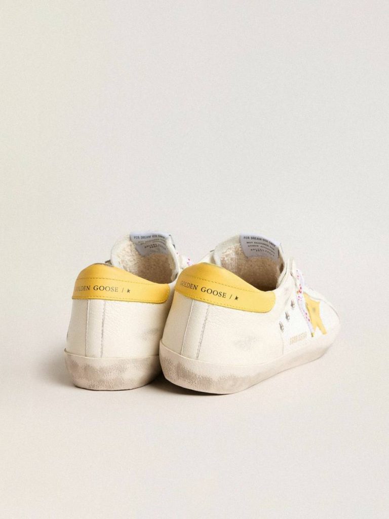 Golden Goose Men’s Super-Star In Mesh And Nappa Leather With Yellow Leather Star And Heel Tab Super-Star Men