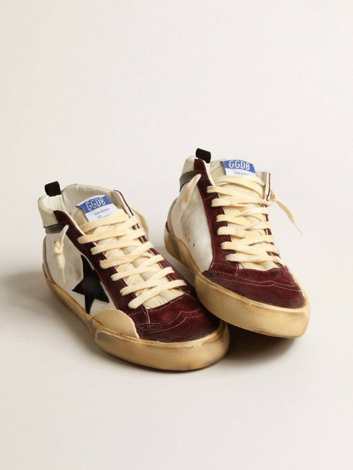 Golden Goose Mid Star Men Mid Star In Nappa With Black Suede Star And Wine-Red Inserts