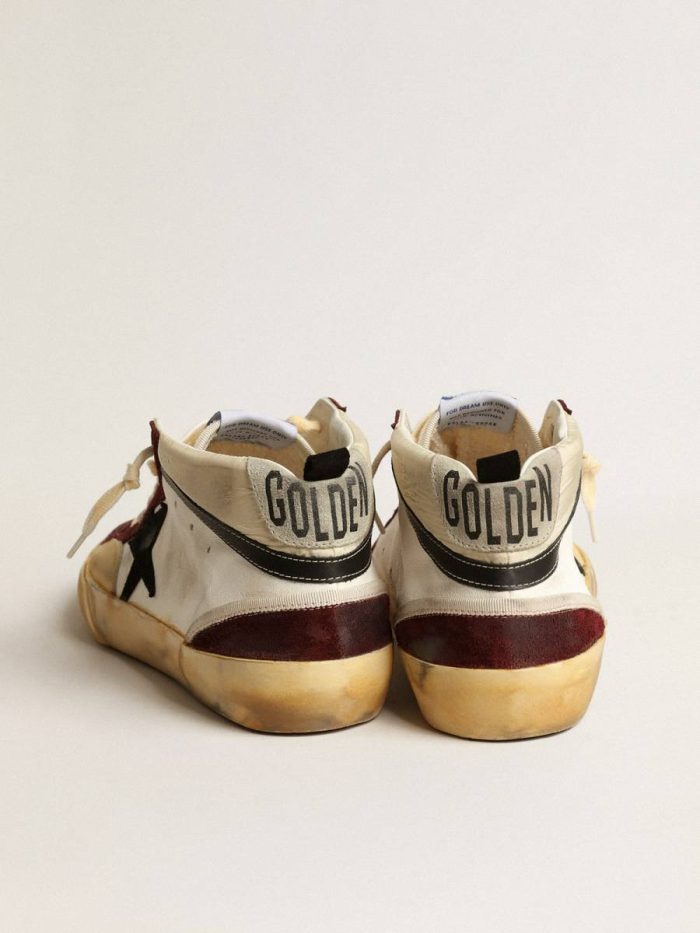 Golden Goose Mid Star Men Mid Star In Nappa With Black Suede Star And Wine-Red Inserts