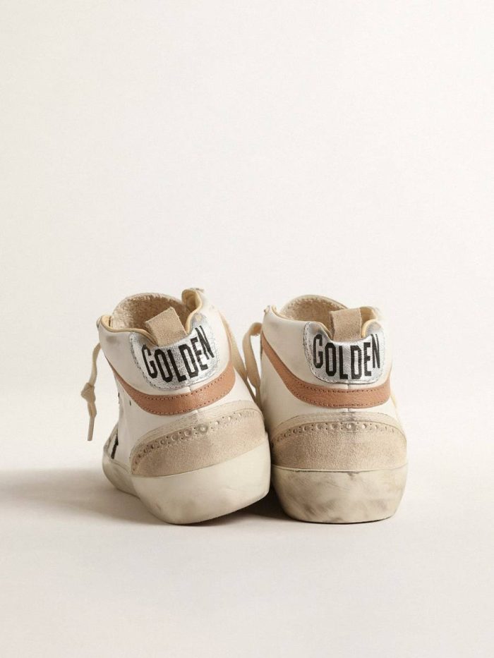 Golden Goose Mid Star Mid Star Ltd In Nappa With Glitter Star And Nude Leather Flash Women