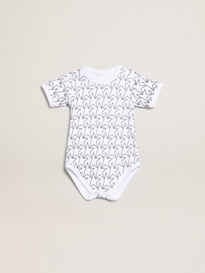 Golden Goose Newborns White Kids Baby Gift Set In White With Navy Blue Trim And Star