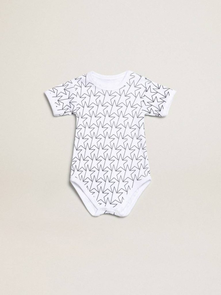 Golden Goose Newborns White Kids Baby Gift Set In White With Navy Blue Trim And Star