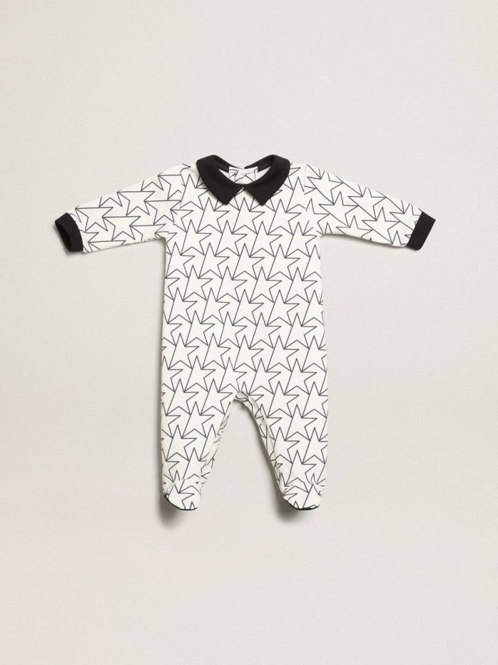 Golden Goose Newborns White Kids Baby Gift Set In White With Navy Blue Trim And Star
