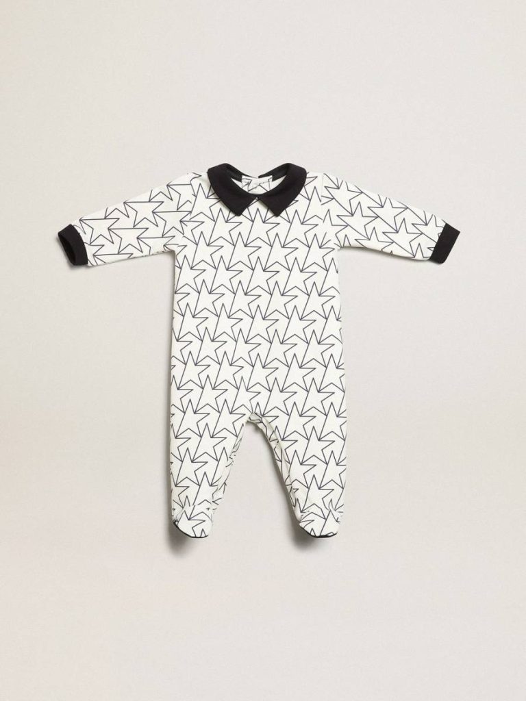 Golden Goose Newborns White Kids Baby Gift Set In White With Navy Blue Trim And Star