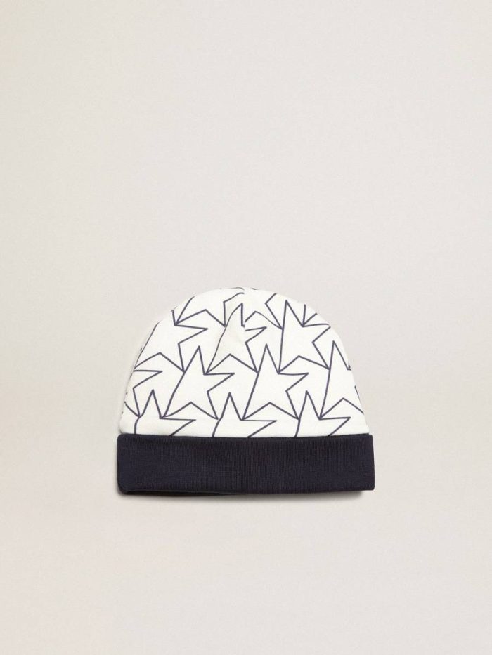 Golden Goose Newborns White Kids Baby Gift Set In White With Navy Blue Trim And Star