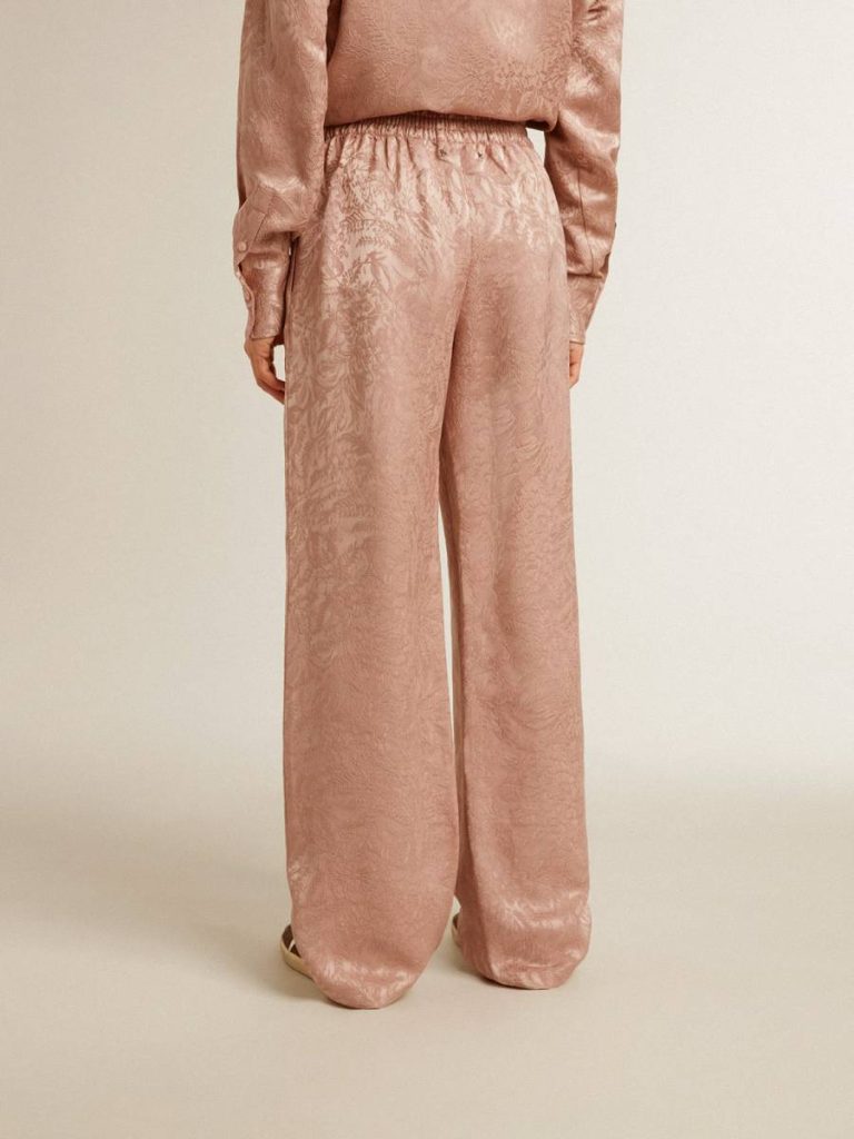Golden Goose Pink Jeans & Pants Women's Pink Viscose Pants With Floral Pattern Women