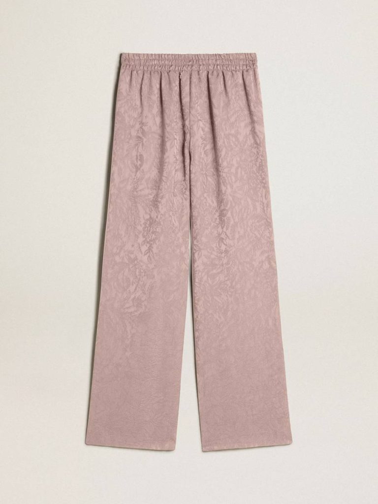 Golden Goose Pink Jeans & Pants Women's Pink Viscose Pants With Floral Pattern Women