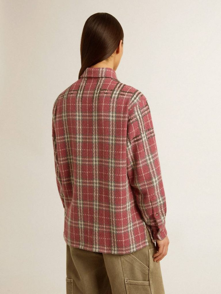 Golden Goose Pink, Sand And Gray Women's Shirt With Pink, Sand And Gray Check Embroidery Women Shirts