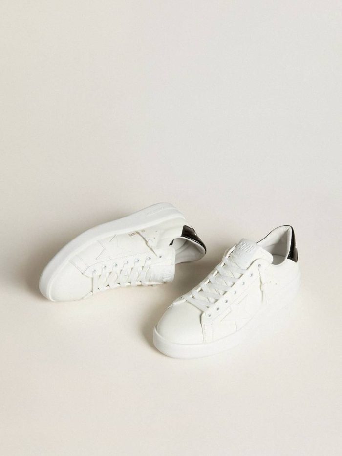 Golden Goose Purestar Optical White Women Women's Purestar With Leather Star And Black Patent Leather Heel Tab
