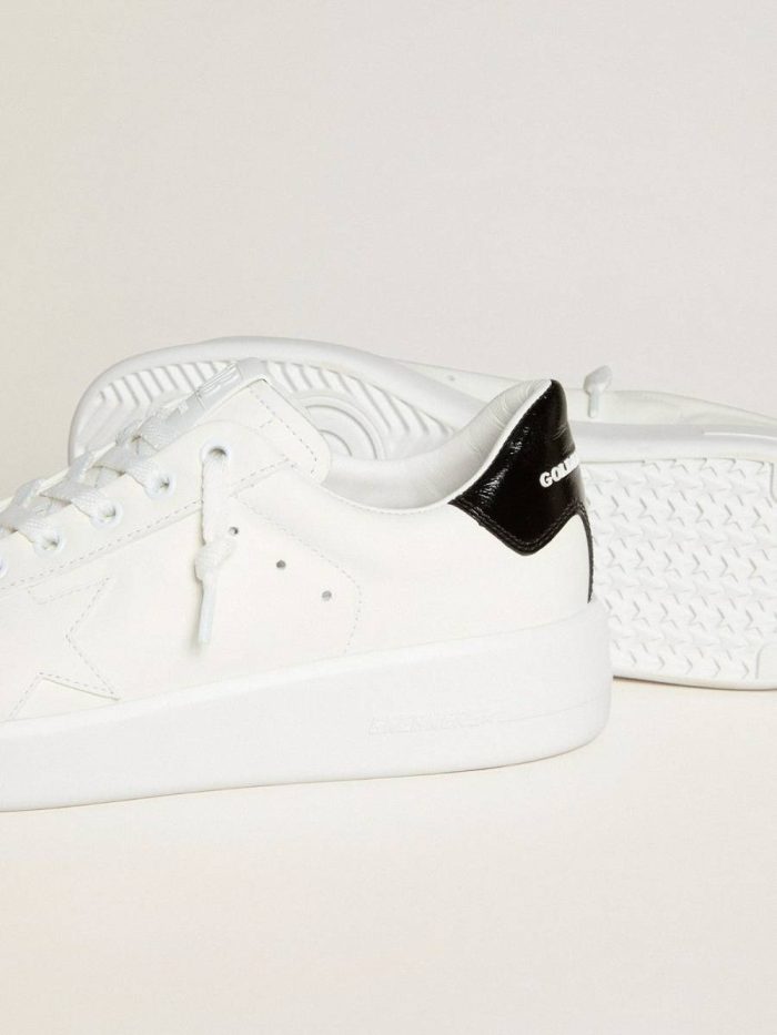 Golden Goose Purestar Optical White Women Women's Purestar With Leather Star And Black Patent Leather Heel Tab