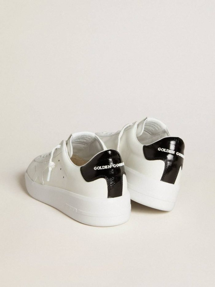 Golden Goose Purestar Optical White Women Women's Purestar With Leather Star And Black Patent Leather Heel Tab