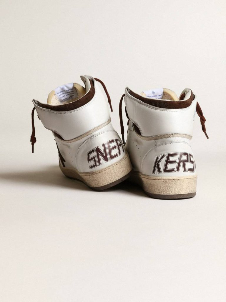 Golden Goose Sky-Star Men Men’s Sky-Star In White Nappa Leather With A Chocolate Suede Star