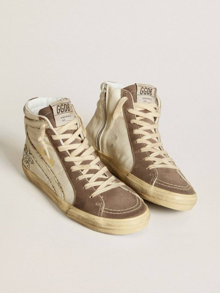 Golden Goose Slide In Nappa With Glitter Star And Patent Leather Flash Women Slide