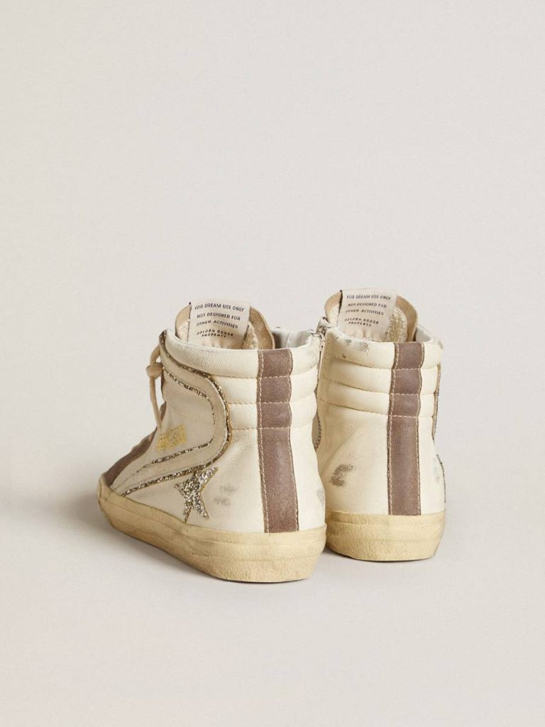 Golden Goose Slide In Nappa With Glitter Star And Patent Leather Flash Women Slide