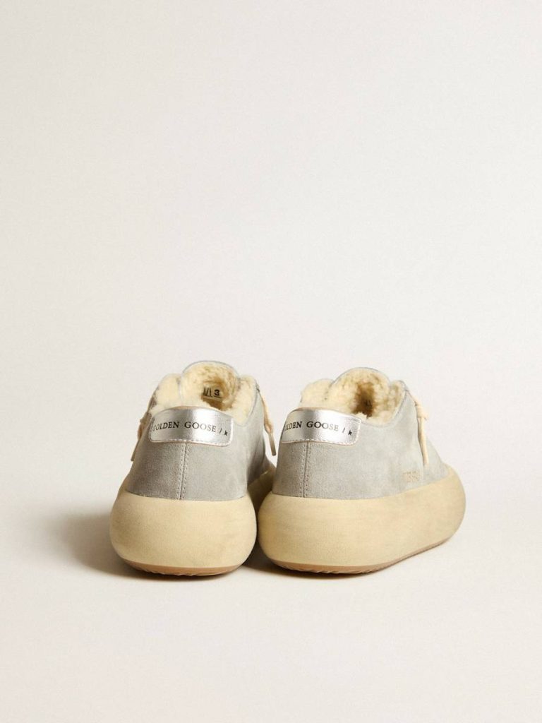 Golden Goose Space-Star Men Men’s Space-Star Shoes In Ice-Gray Suede With Shearling Lining