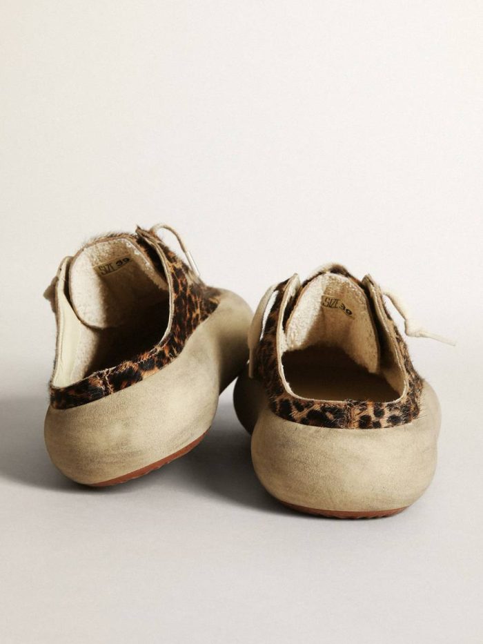Golden Goose Space-Star Women's Space-Star Sabot In Leopard Print Pony Skin With Black Star Women