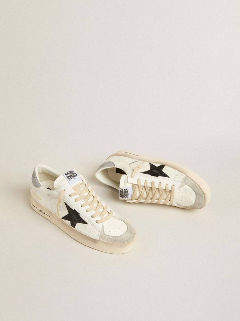 Golden Goose Stardan Men Men’s Stardan In White Nappa With Croc-Print Leather Star And Gray Heel Tab