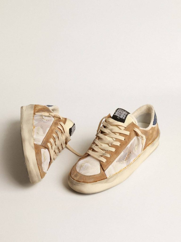 Golden Goose Stardan Stardan In Beige Nylon And Mesh With Tobacco Suede Inserts Men