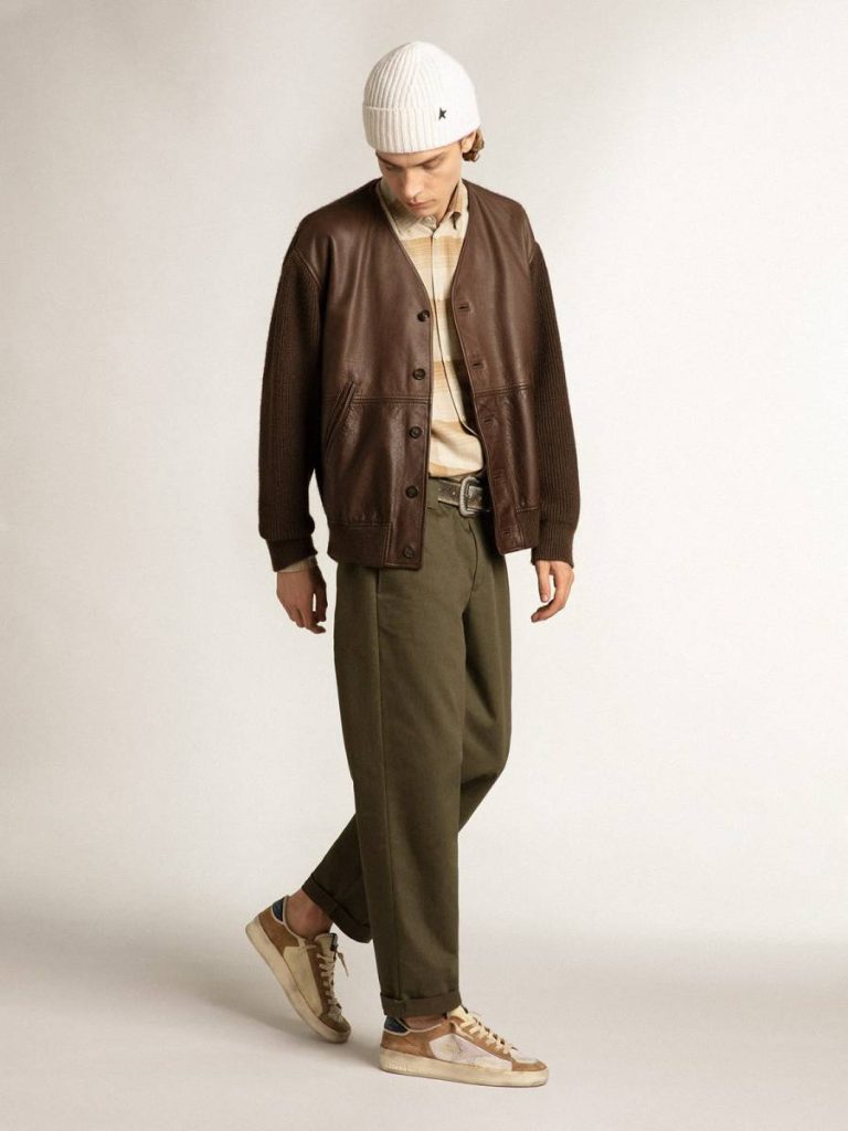 Golden Goose Stardan Stardan In Beige Nylon And Mesh With Tobacco Suede Inserts Men