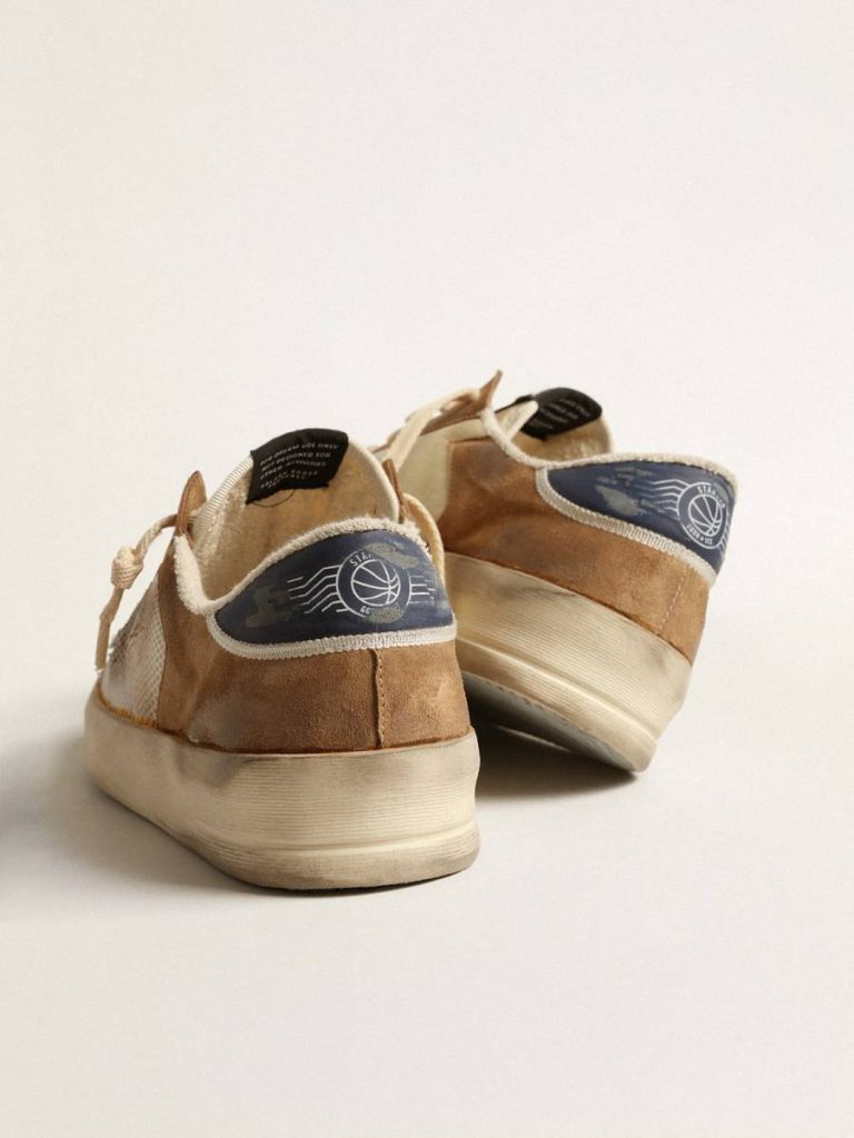 Golden Goose Stardan Stardan In Beige Nylon And Mesh With Tobacco Suede Inserts Men