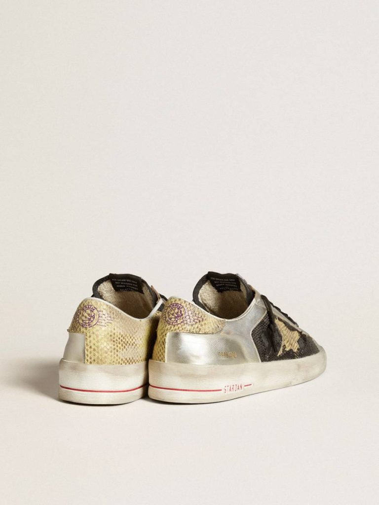 Golden Goose Stardan Stardan Lab In Silver Leather And Mesh With Golden Star And Heel Tab Men