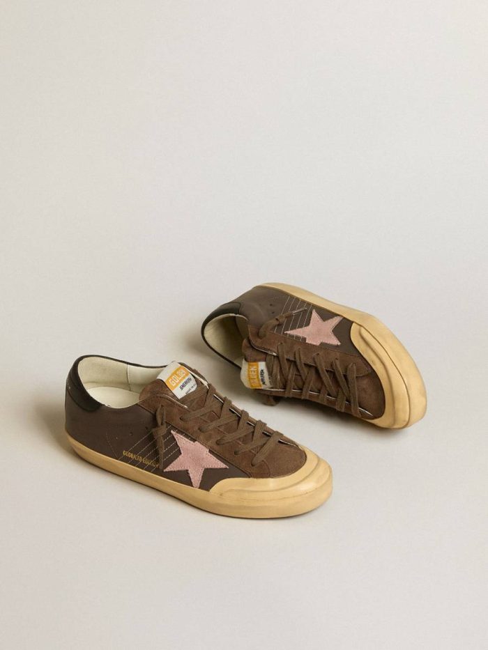 Golden Goose Super-Star Brown Women's Super-Star Penstar Ltd In Brown Leather With Pink Suede Star Women