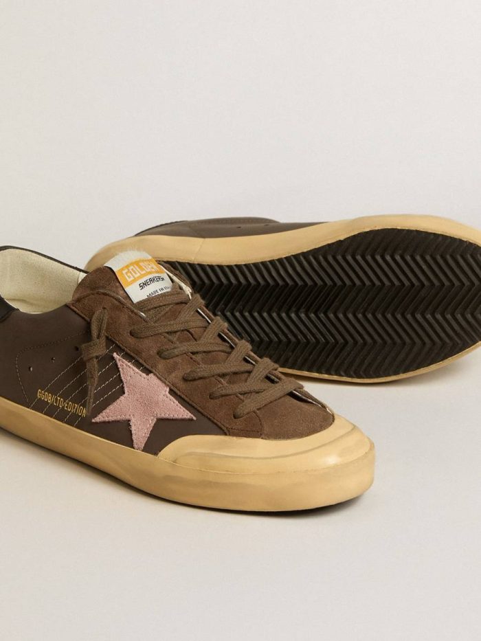 Golden Goose Super-Star Brown Women's Super-Star Penstar Ltd In Brown Leather With Pink Suede Star Women