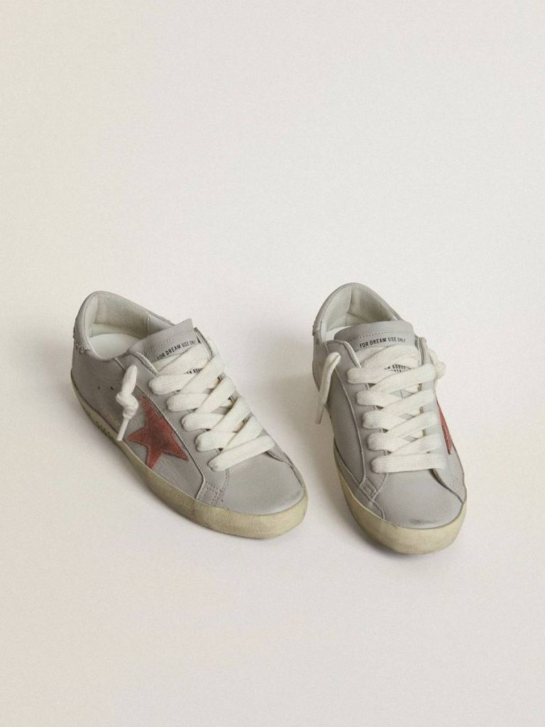 Golden Goose Super-Star Ltd In Gray Leather With Brick-Red Suede Star Women Super-Star
